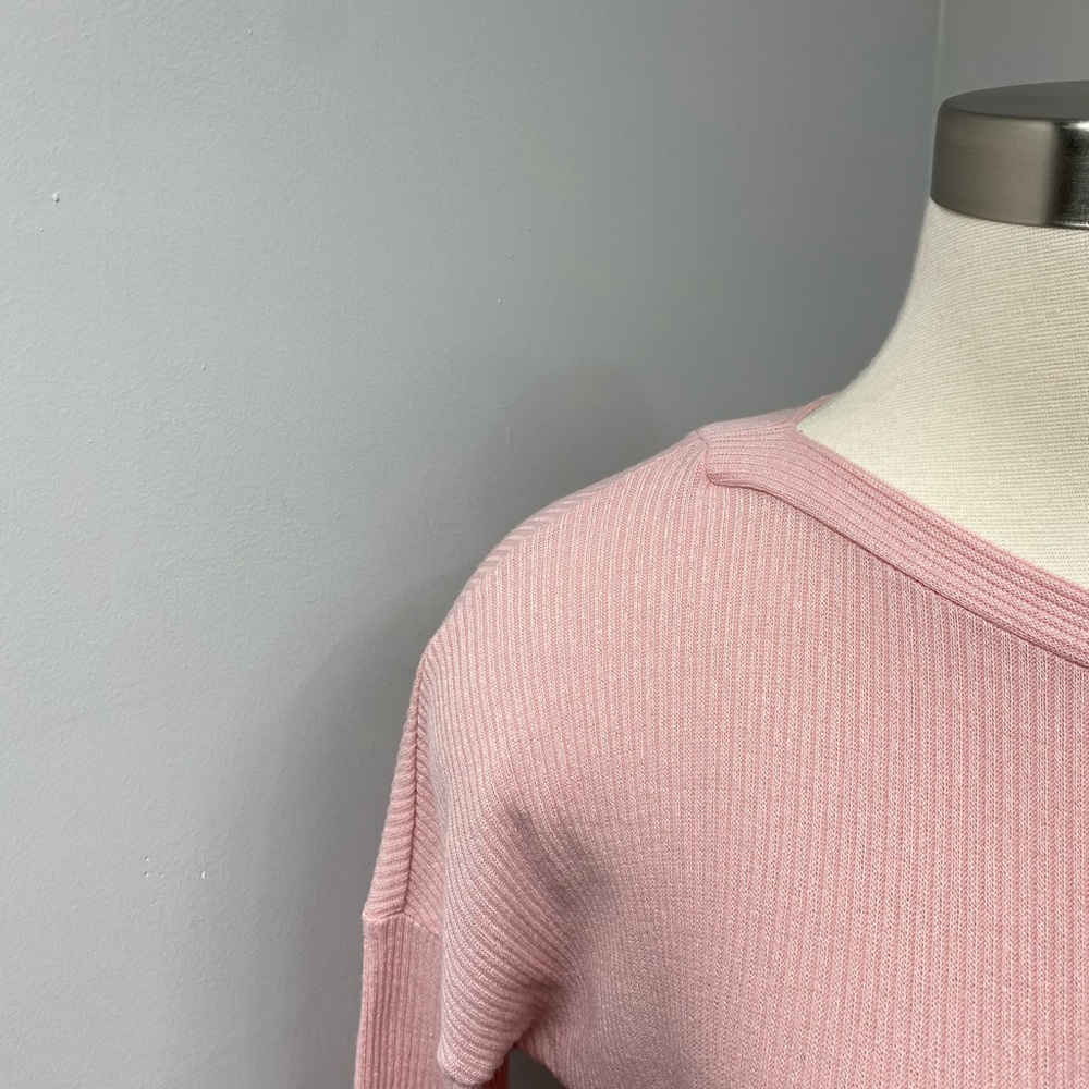 WHBM Pink Ribbed Off Shoulder Sweater - Picture 3 of 16